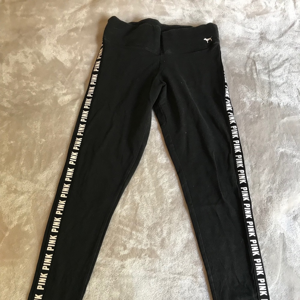 Victoria's Secret Pink Flat Top logo Leggings sz S